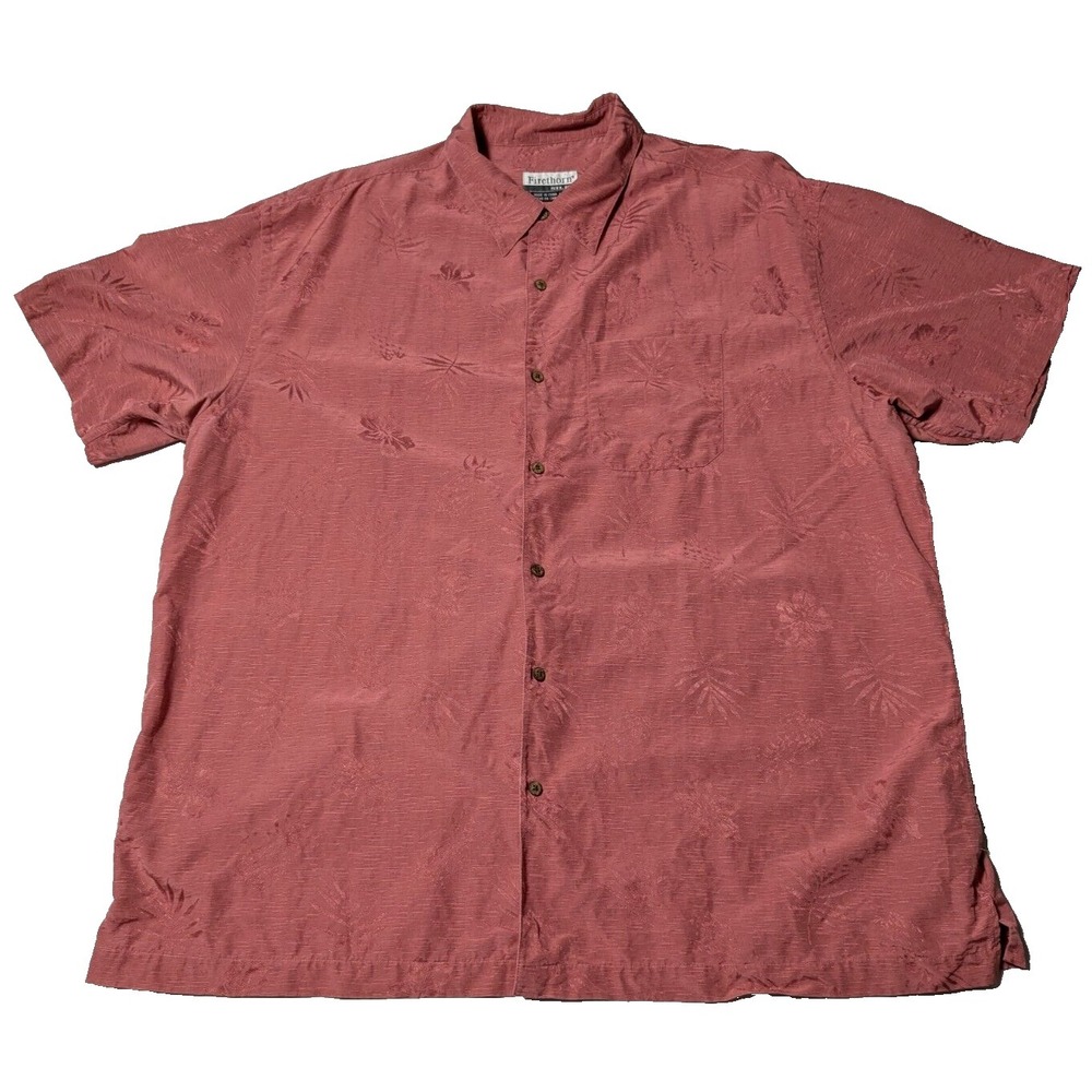 FIRETHORN SILK Men Size‎ 2XL Mauve Floral Textured Hawaiian Shirt